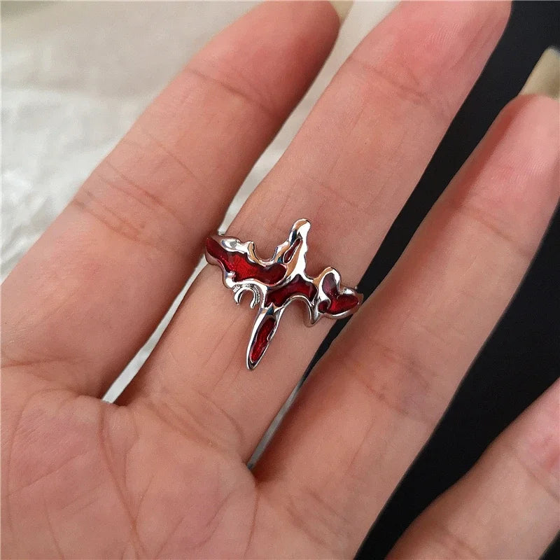 Gothic Love Heart Ring Set