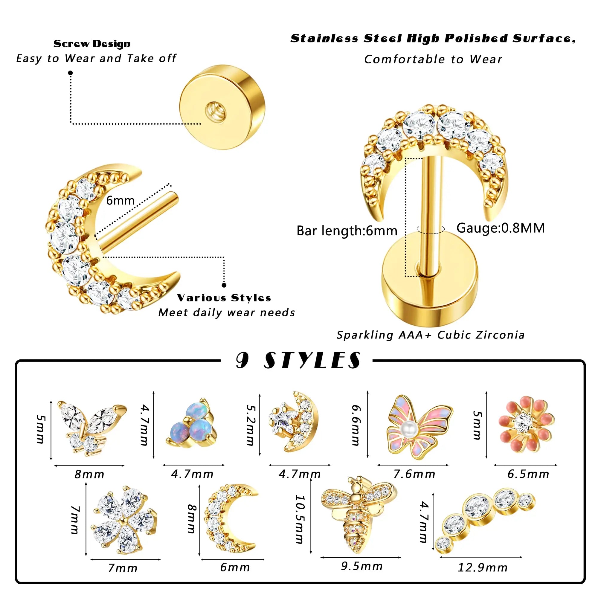 Chic Cartilage Earring Set