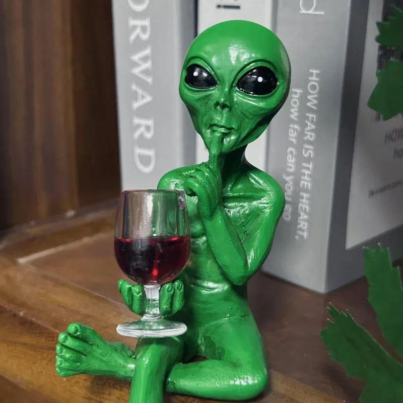 Alien Red Wine Statue