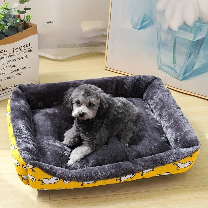 Cozy Paw Print Dog Bed