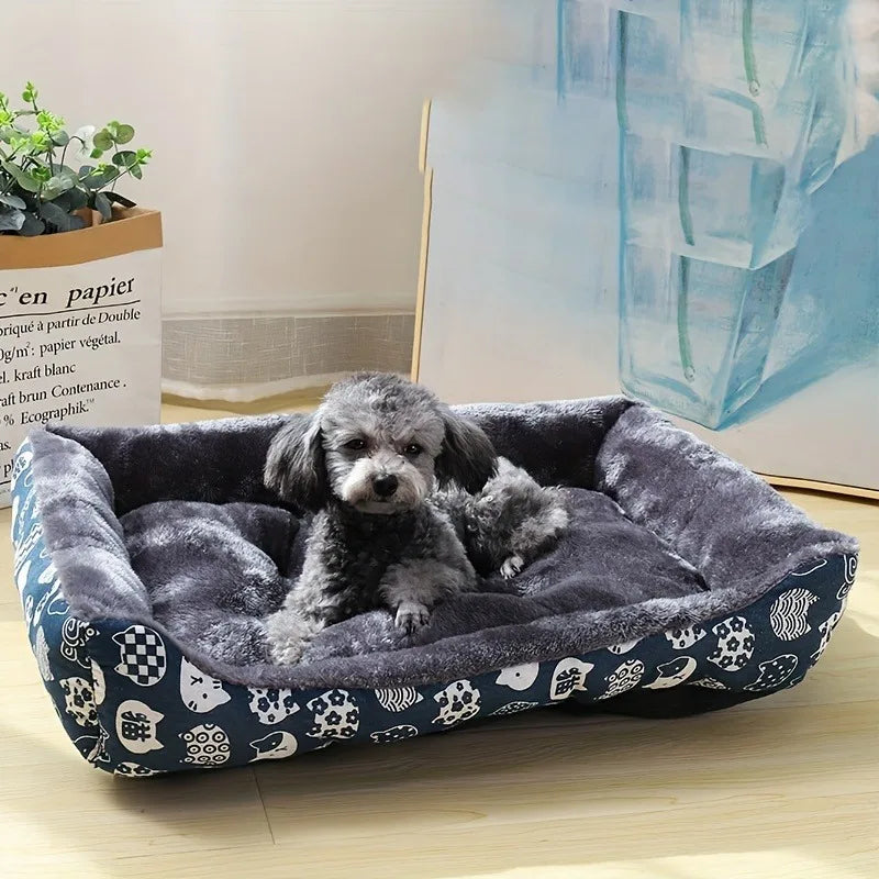 Cozy Paw Print Dog Bed