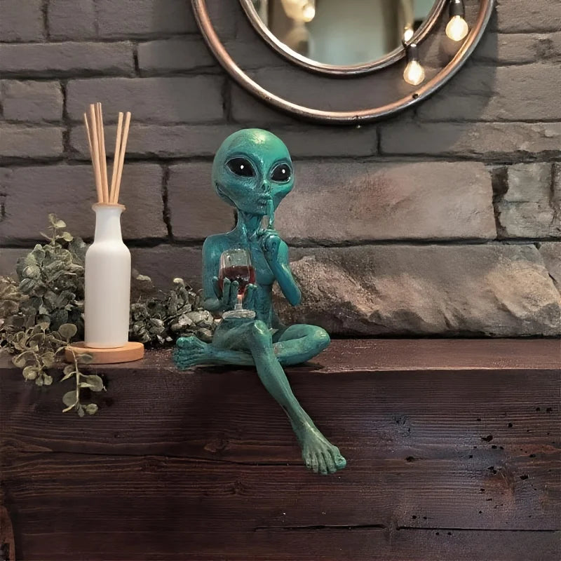 Alien Red Wine Statue