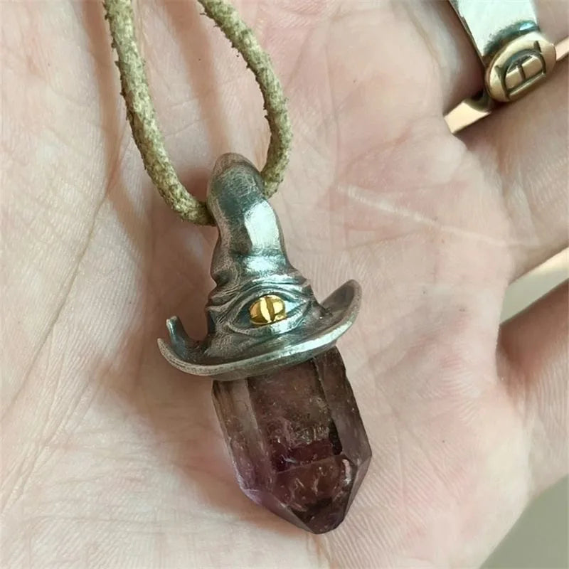 Amethyst Witch Hat Necklace Charm