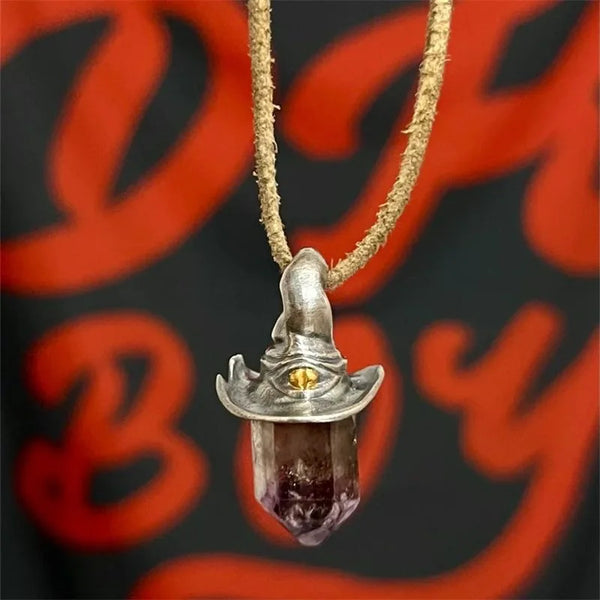 Amethyst Witch Hat Necklace Charm
