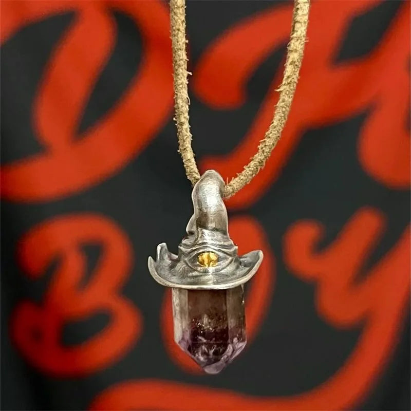 Amethyst Witch Hat Necklace Charm