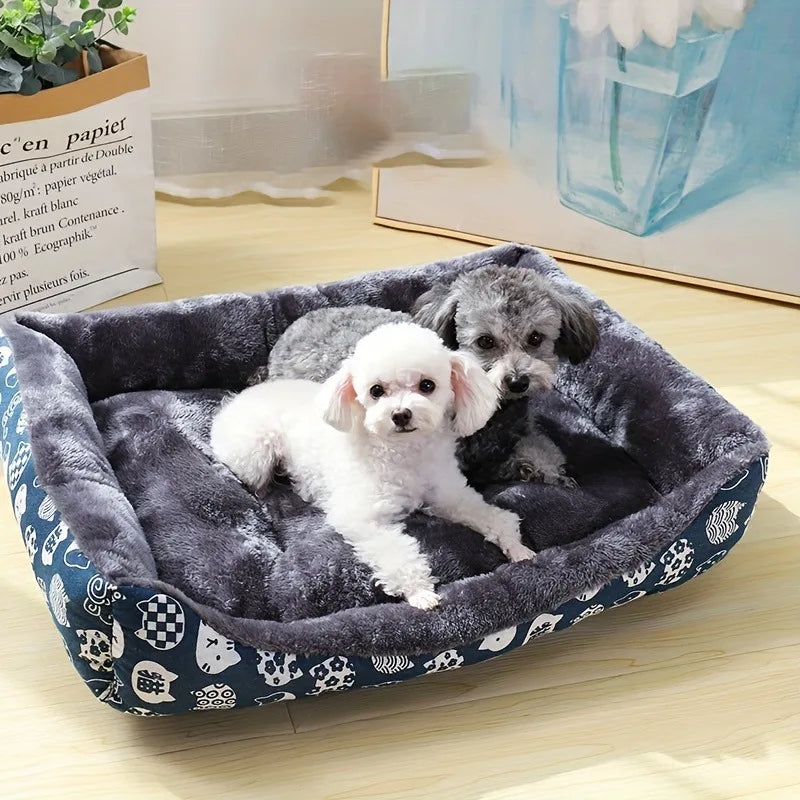 Cozy Paw Print Dog Bed