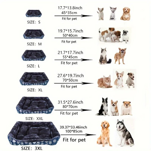 Cozy Paw Print Dog Bed