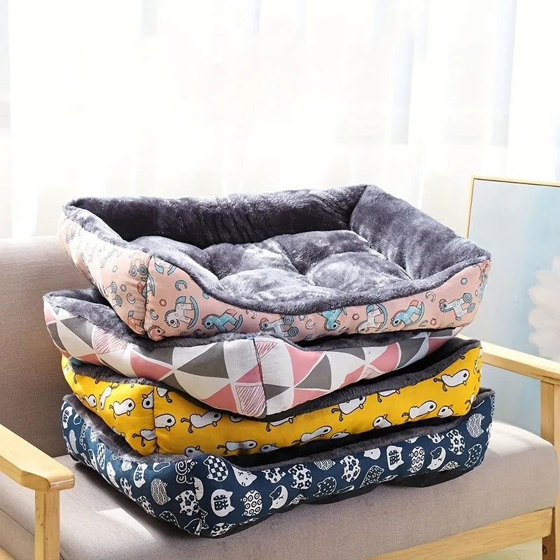 Cozy Paw Print Dog Bed