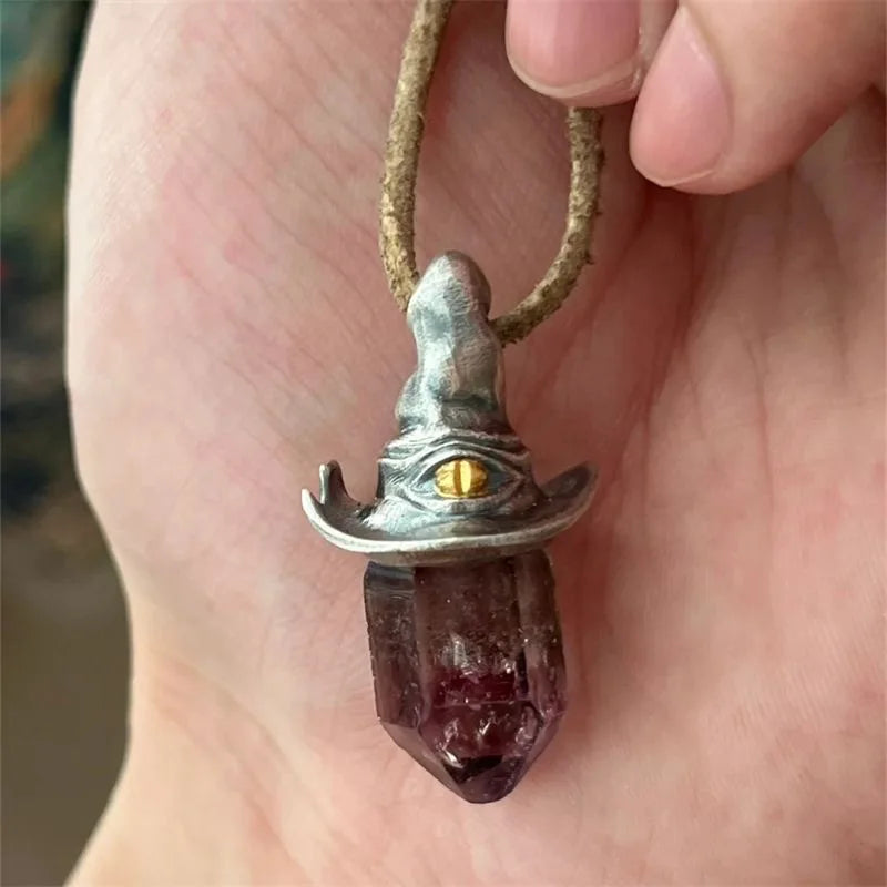 Amethyst Witch Hat Necklace Charm