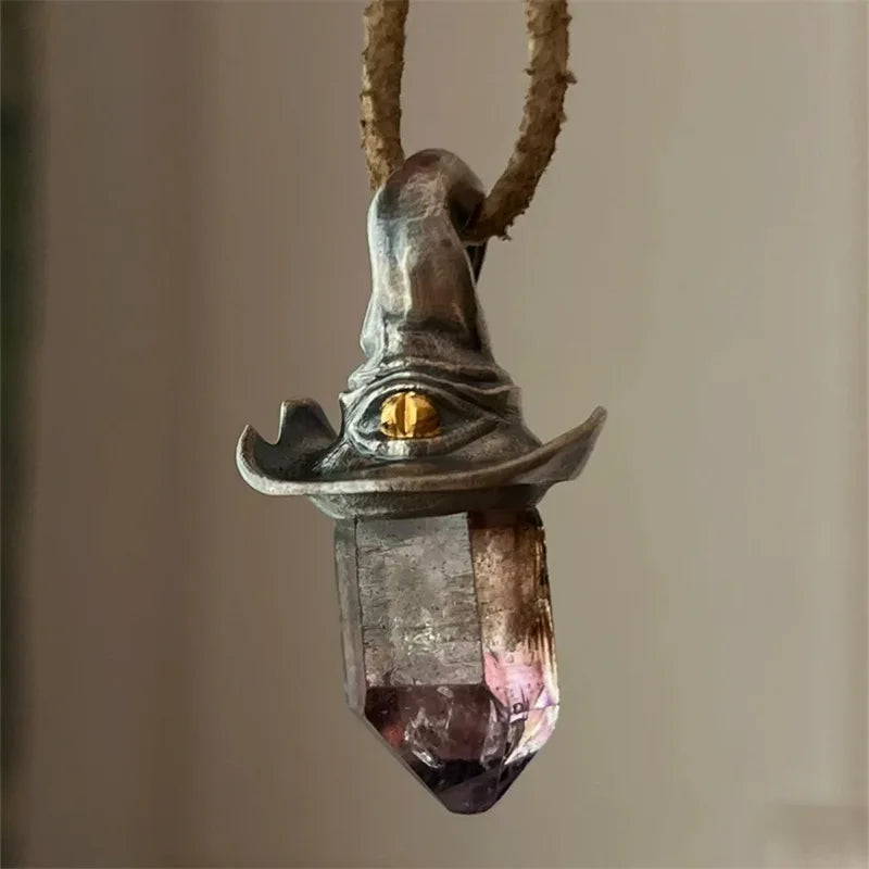 Amethyst Witch Hat Necklace Charm