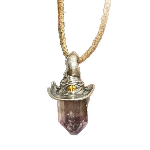 Amethyst Witch Hat Necklace Charm